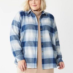 Sonoma Plaid Flannel Cotton Shirt 4X